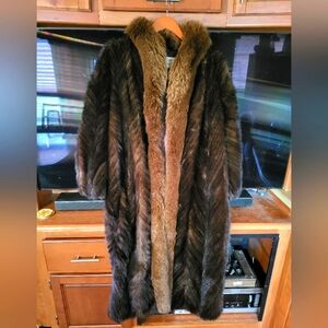 Vintage Herringbone Mink fur Coat full length
